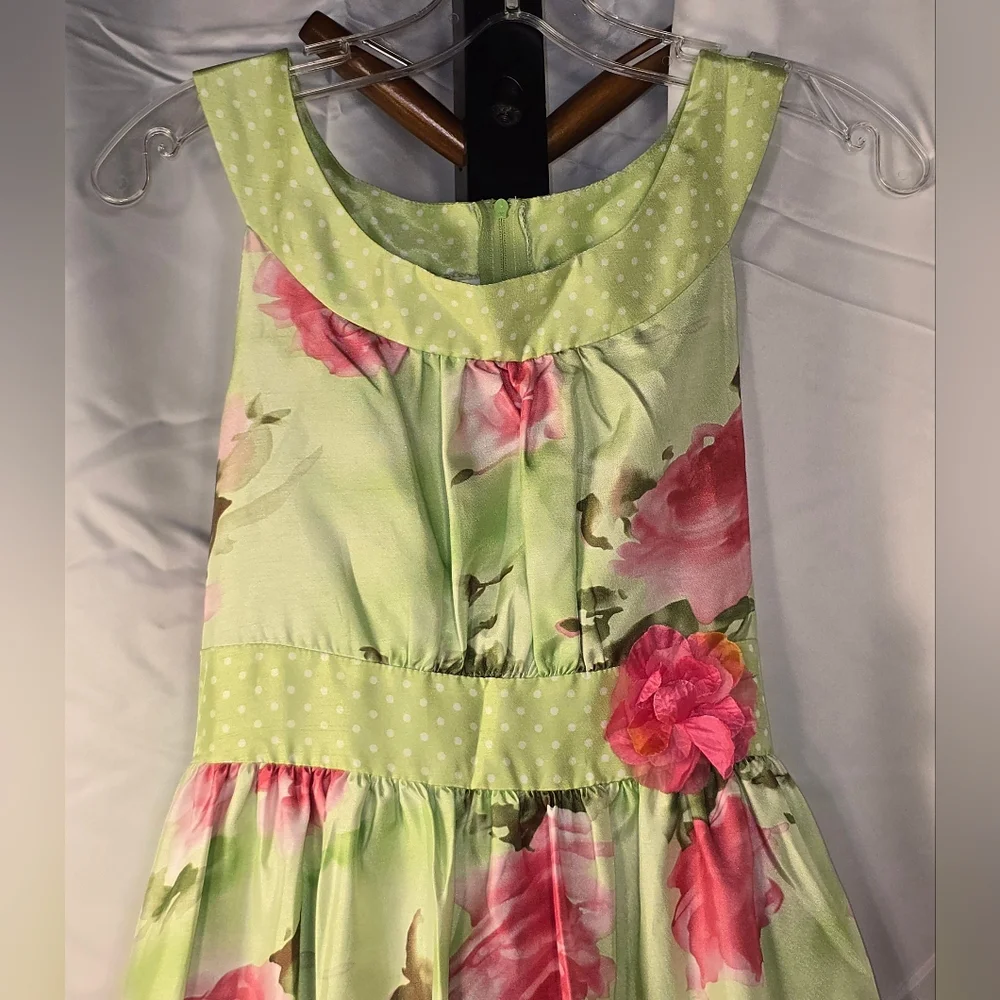 Bonnie Jean Green‎ Floral Party Dress Girls Size 16
